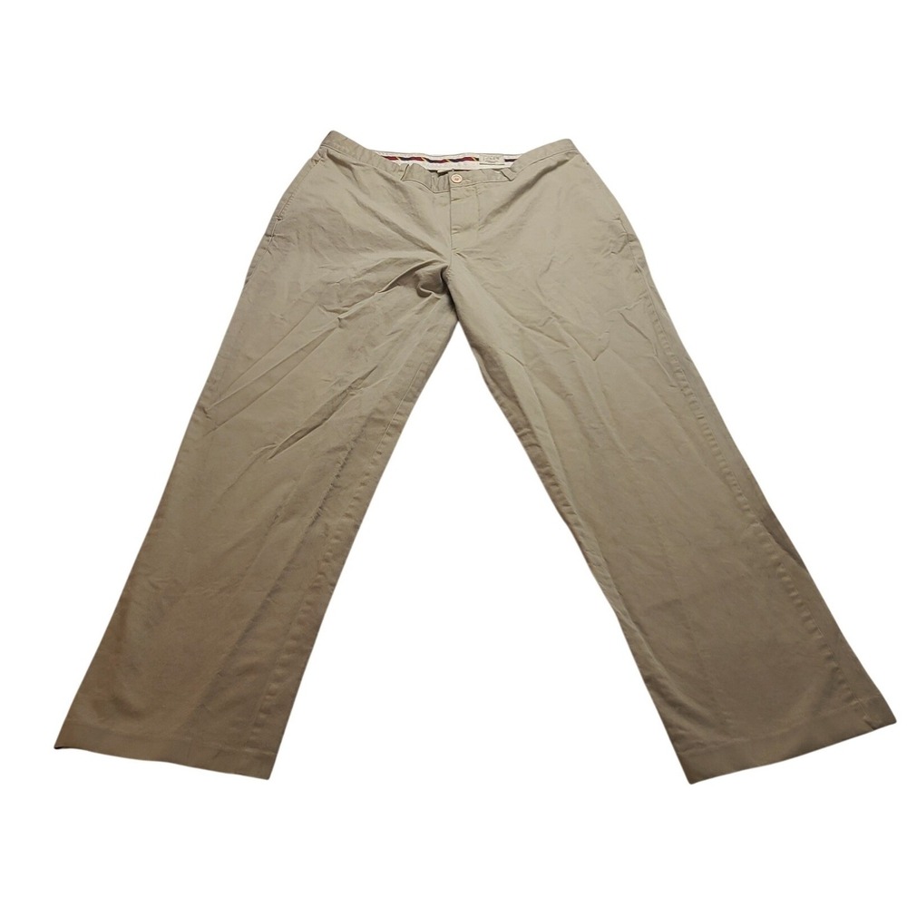 J.Crew Essential Chino Khaki Pants Men's 36x32 Tan Flat Front Cotton  Zip Fly